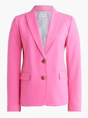 🆕 J. Crew Factory Bright Flamingo Classic Two-Button Blazer - Size 8